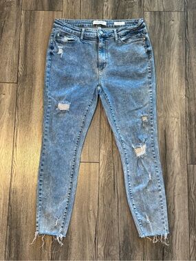 Judy Blue Distressed Skinny Jeans Raw Hem 15/32